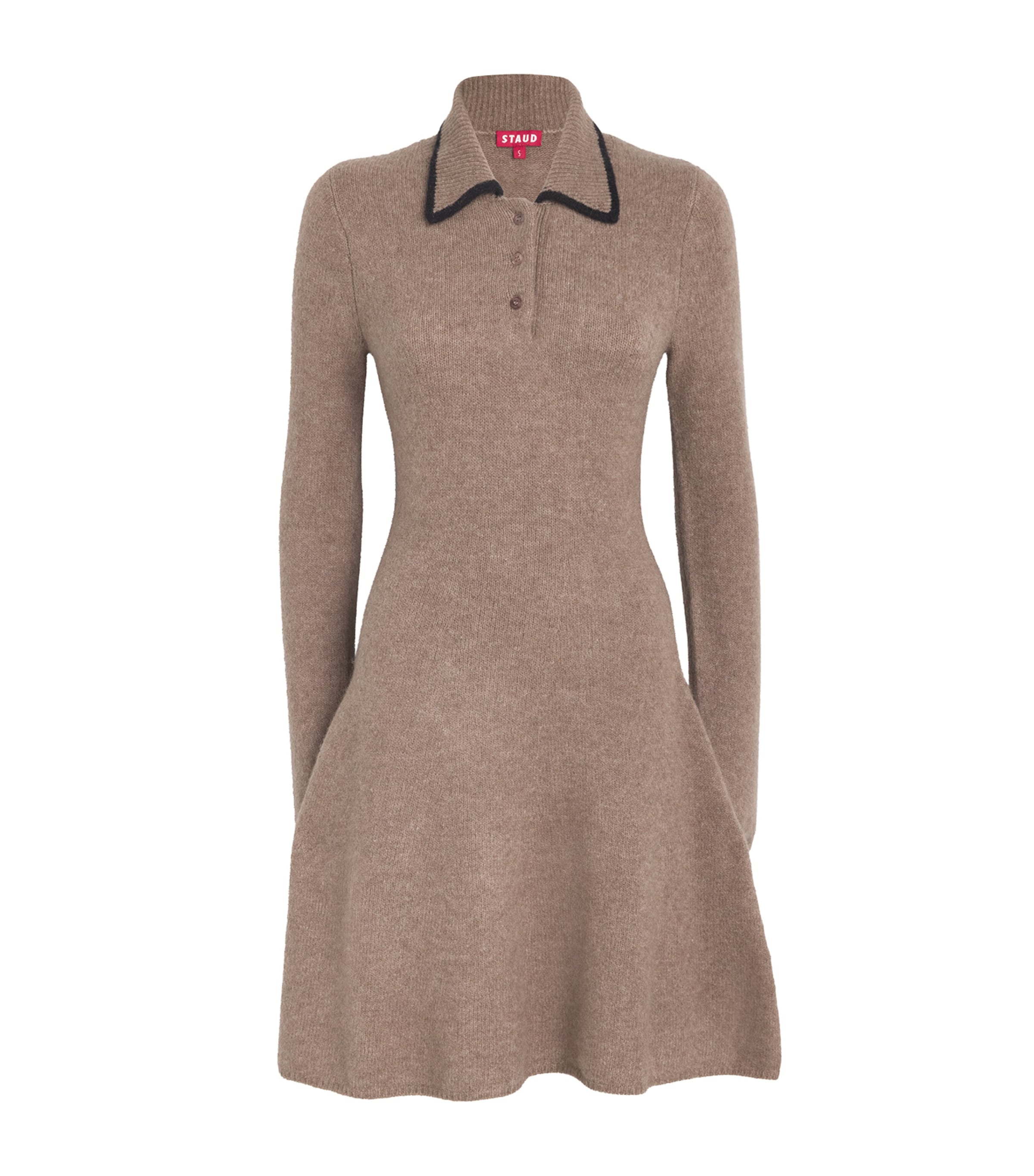 STAUD Knitted Dujour Mini Dress Mushroom/black