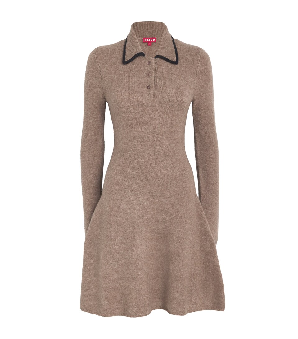 STAUD Knitted Dujour Mini Dress Mushroom/black