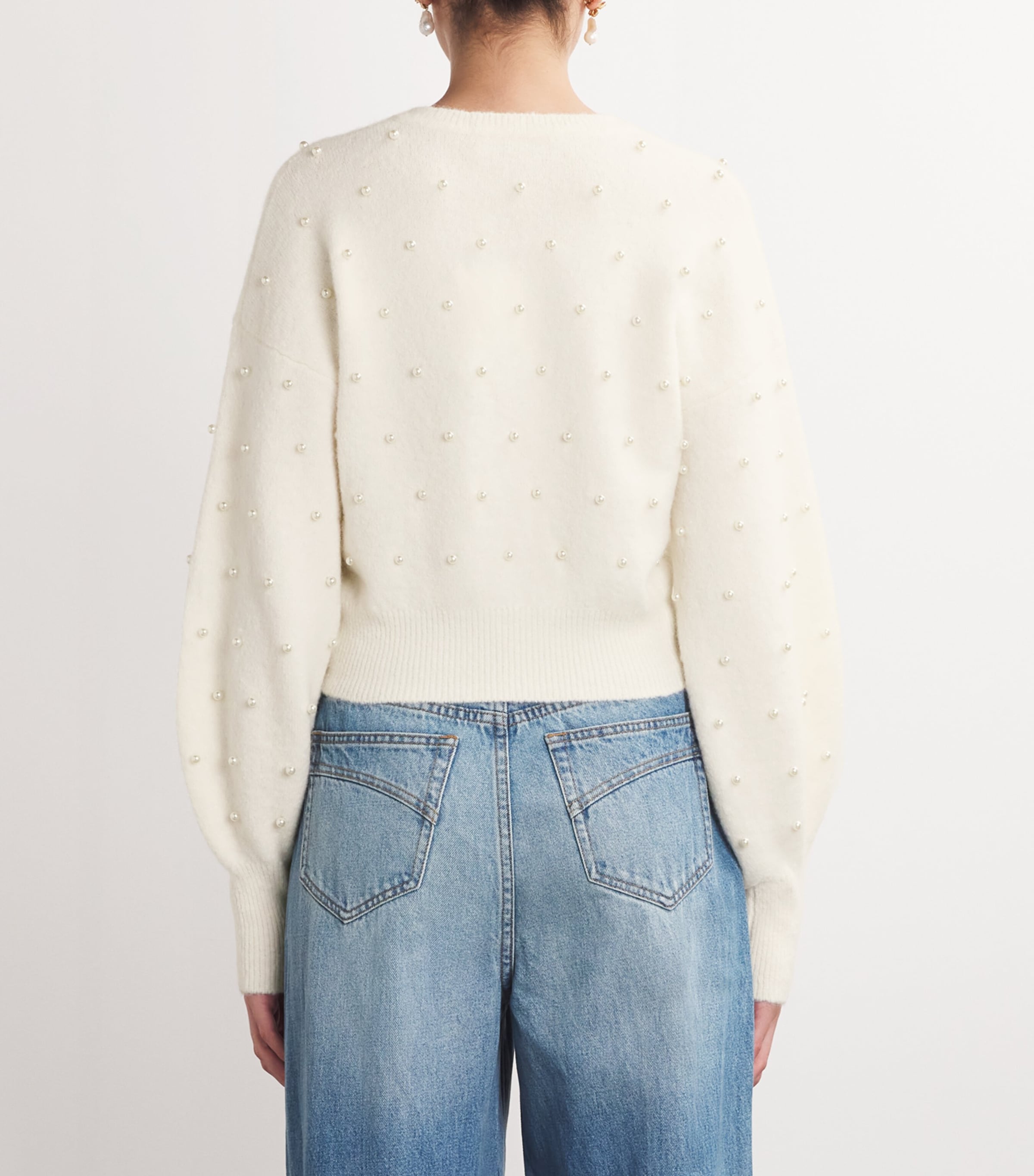 Zimmermann Wool Pearl-Beaded Cardigan Ivoprlivory/pearl