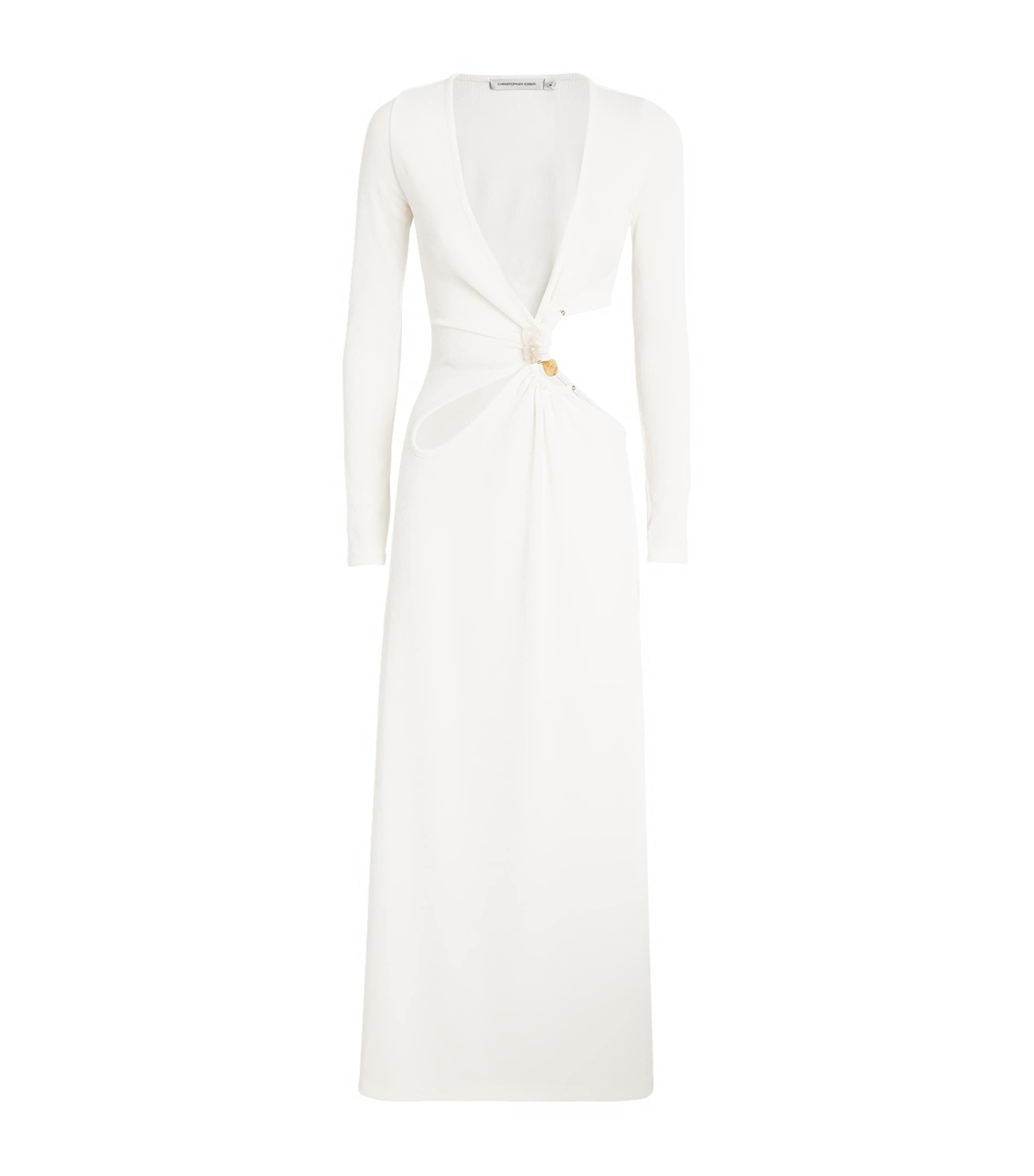 Christopher Esber Asymmetric Arc Stone Midi Dress White