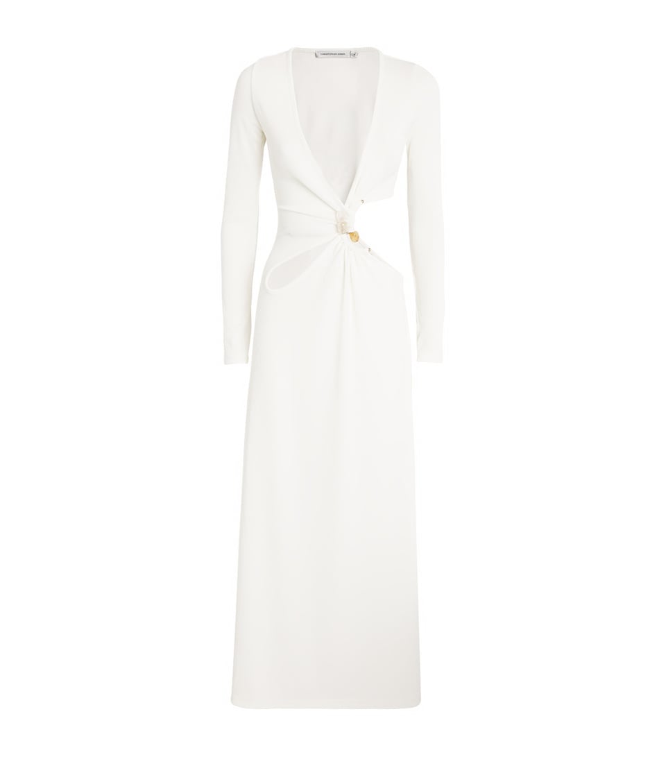 Christopher Esber Asymmetric Arc Stone Midi Dress White