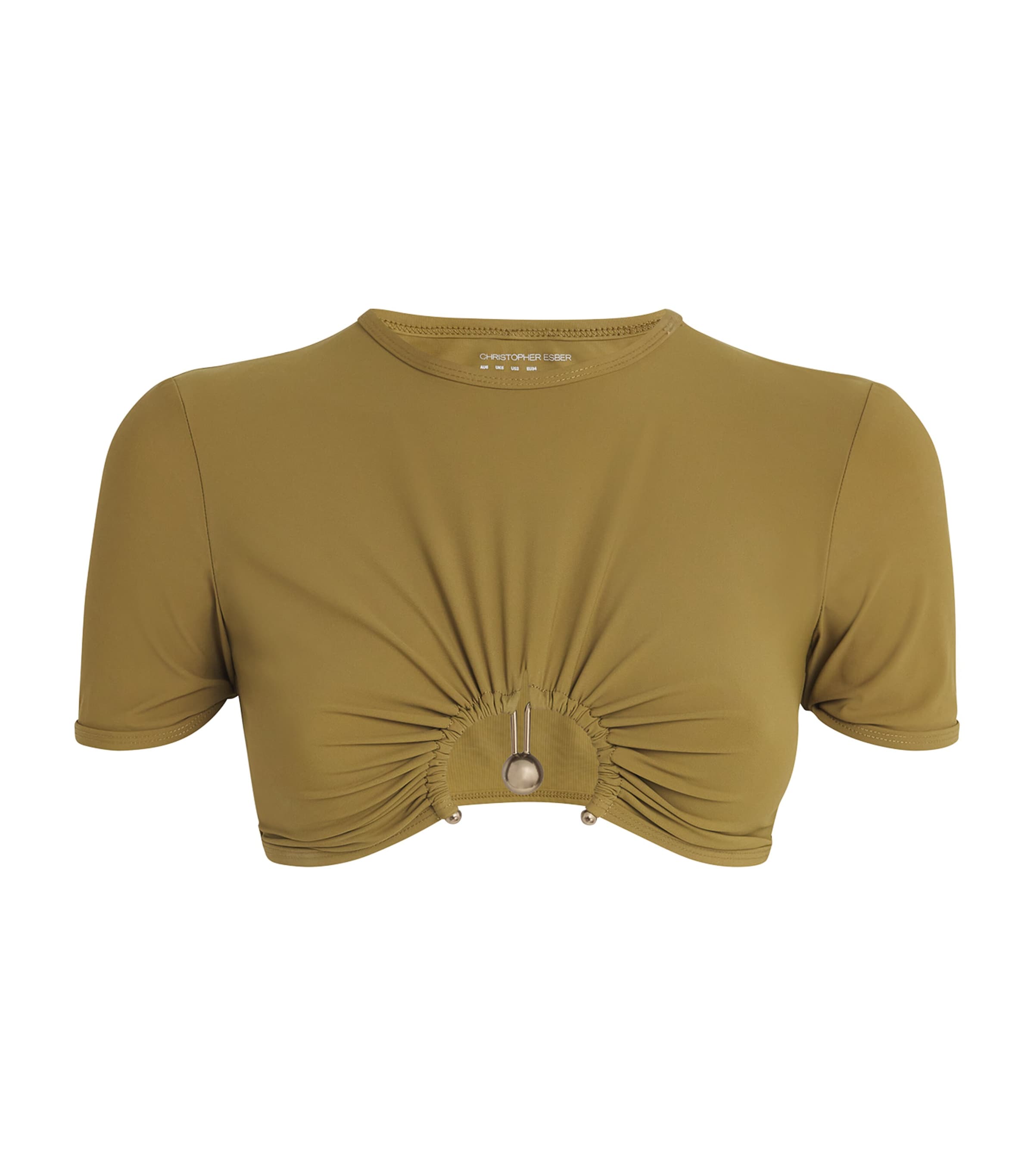 Christopher Esber Ruched Orbit Swim Top Kombu