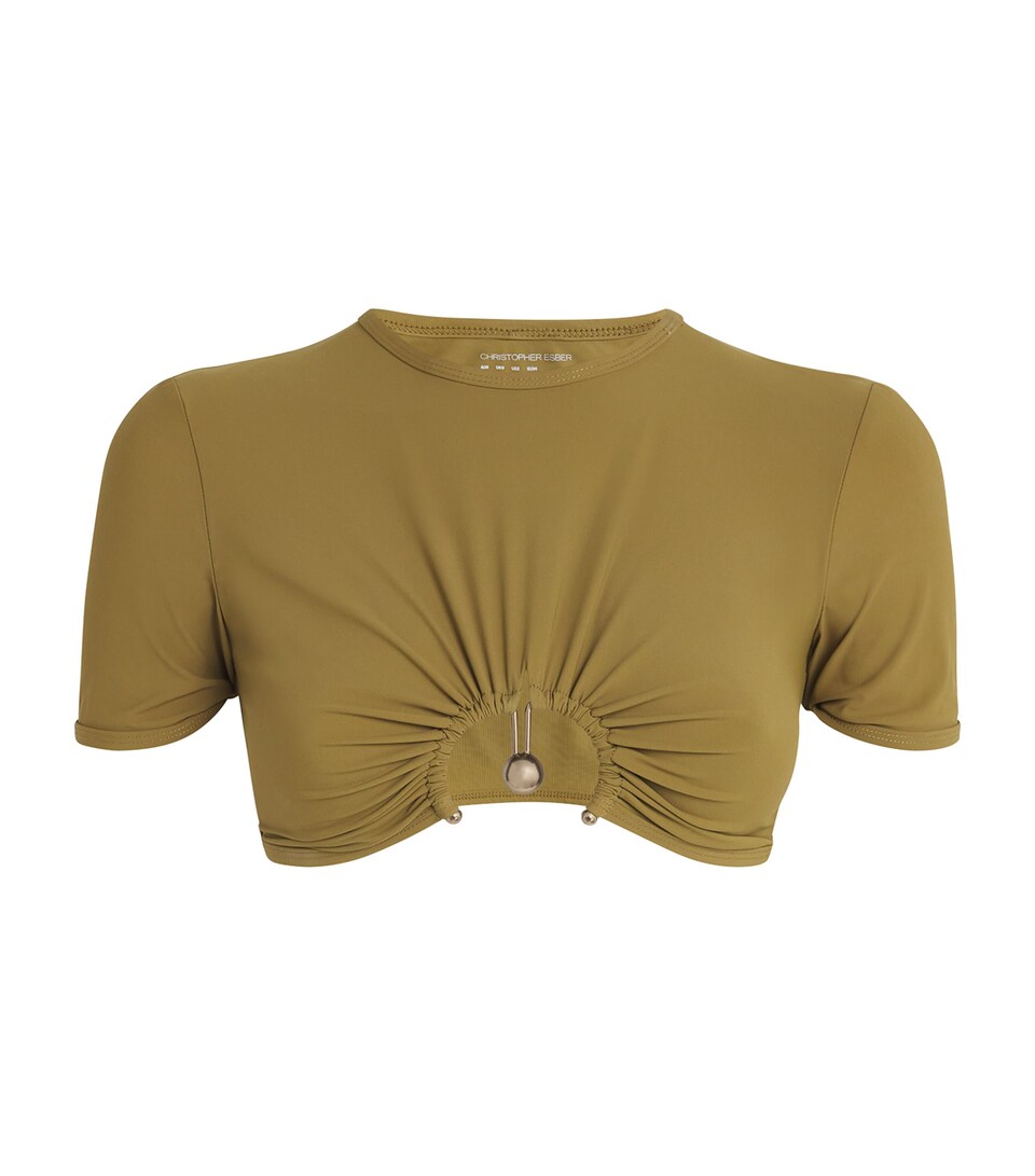Christopher Esber Ruched Orbit Swim Top Kombu