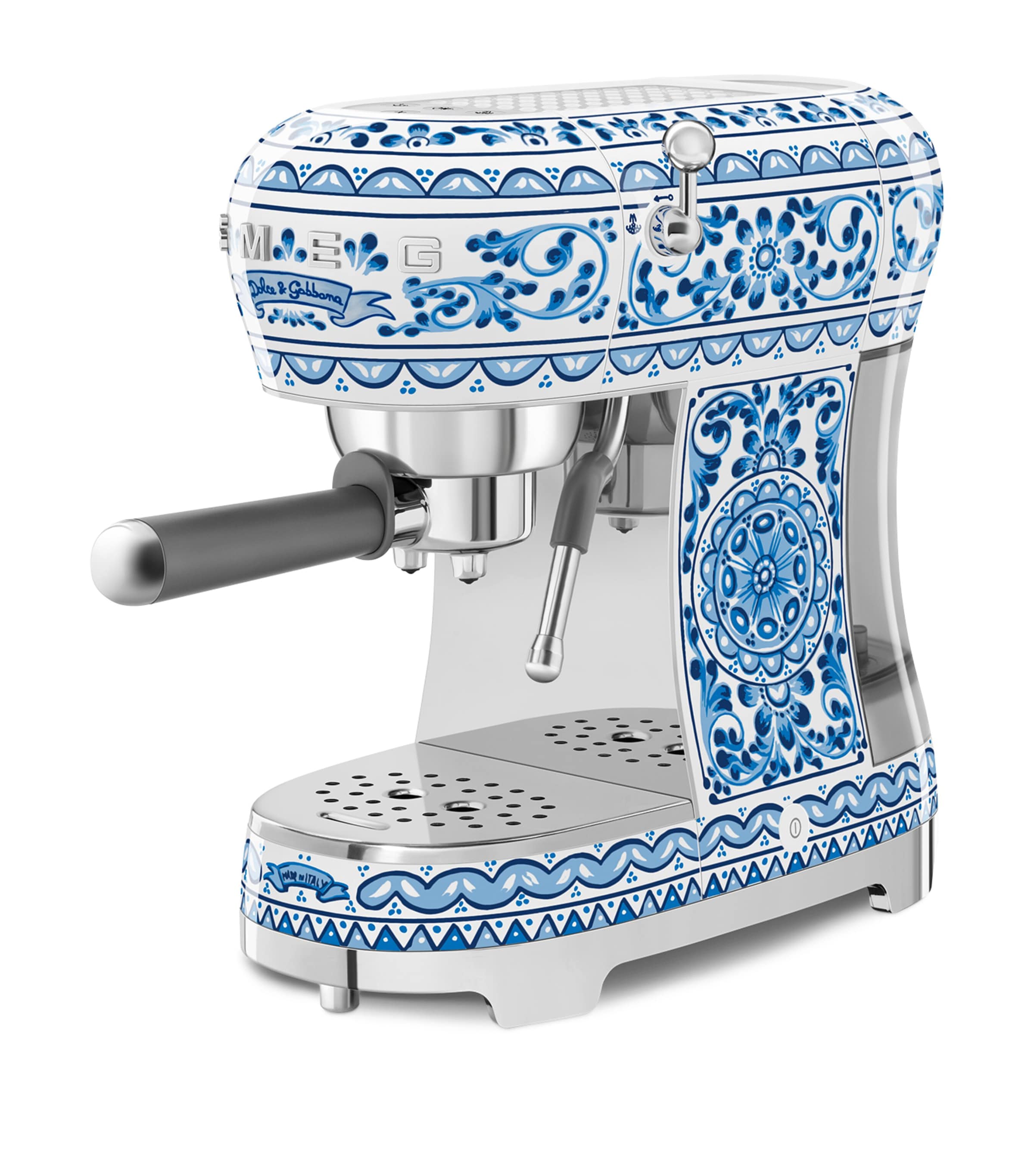 Smeg x Dolce & Gabbana Blu Mediterraneo Espresso Machine White & Blue