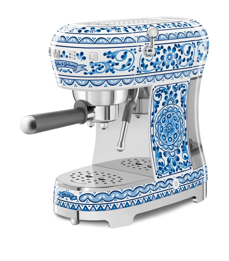 Smeg x Dolce & Gabbana Blu Mediterraneo Espresso Machine White & Blue