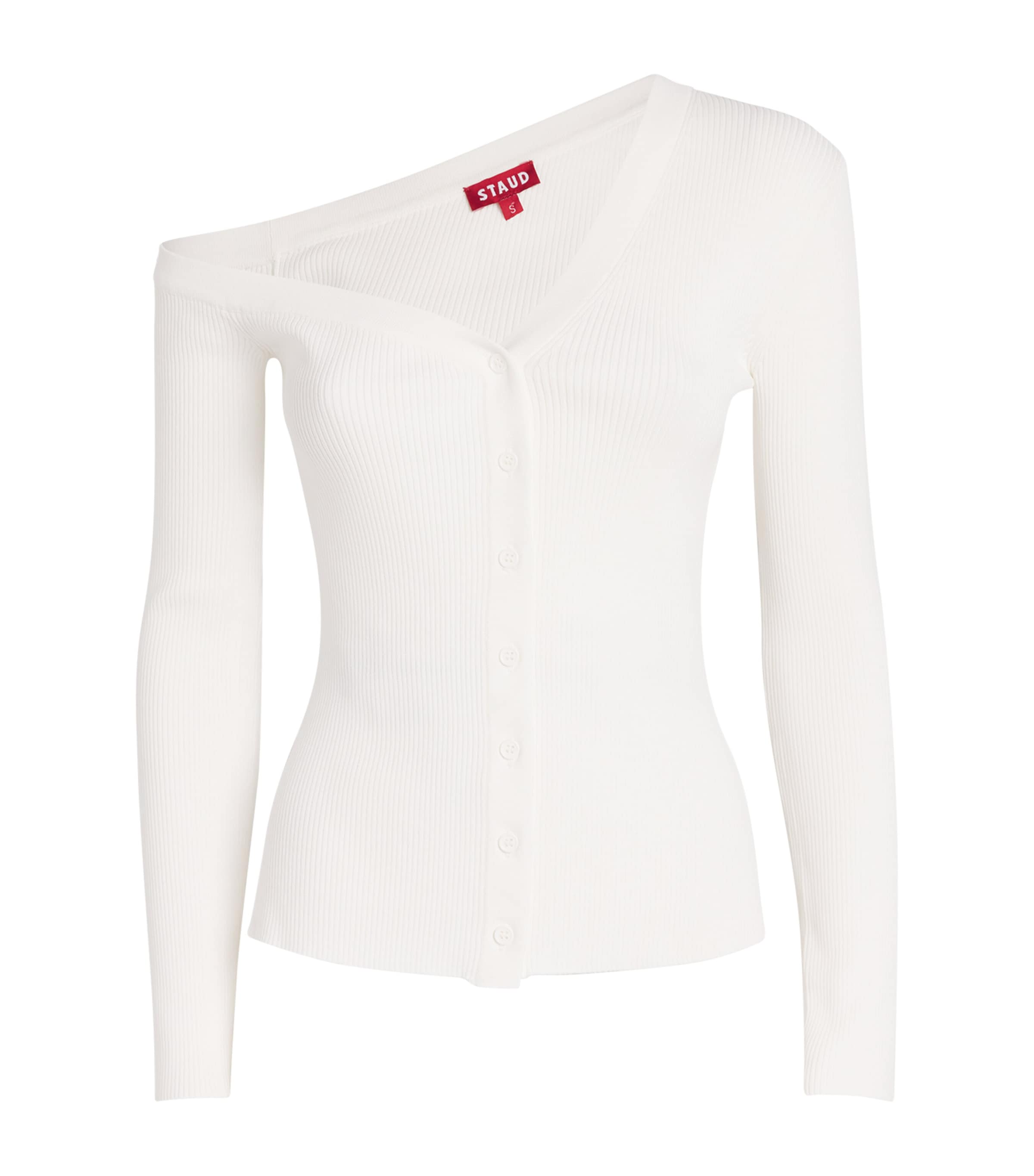 STAUD Knitted Craftsman Asymmetric Top Ivory