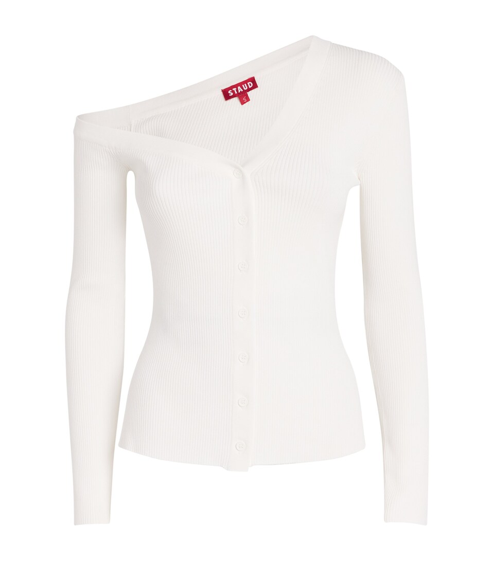 STAUD Knitted Craftsman Asymmetric Top Ivory