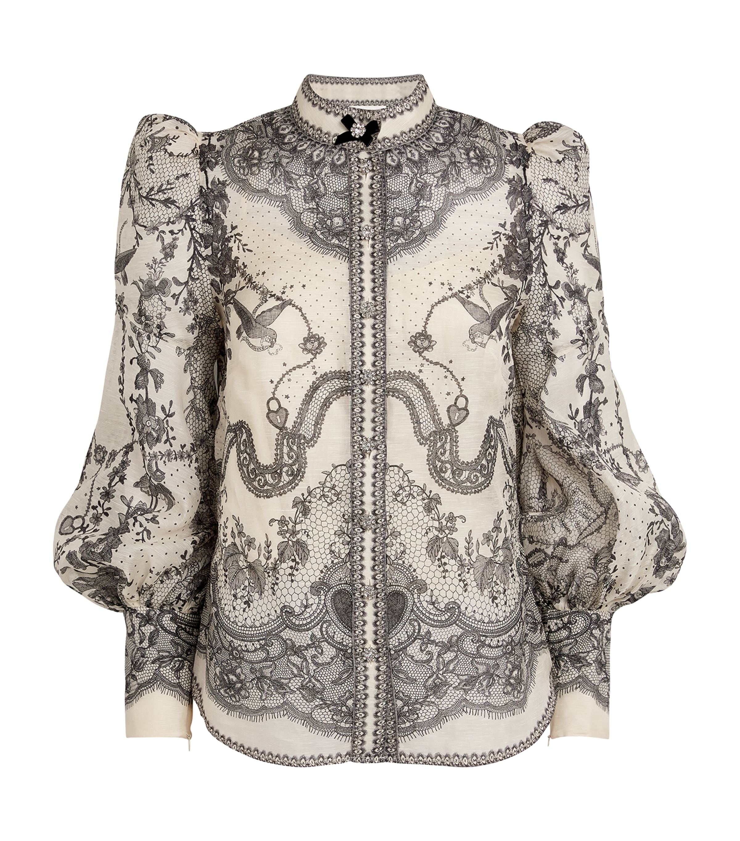 Zimmermann Linen-Silk Crush Shirt Ivolockivory Locket