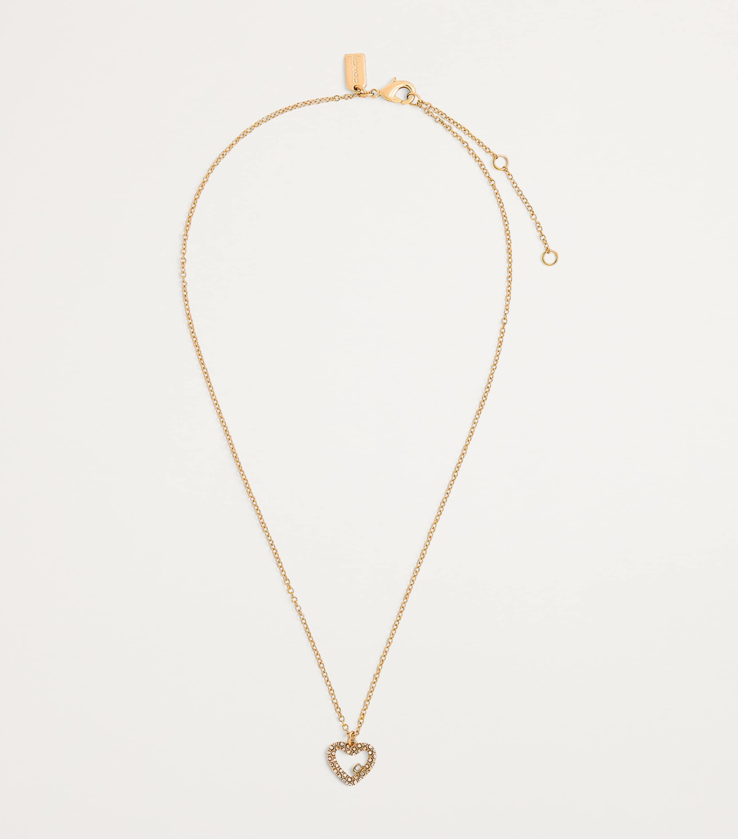Coach Pavé Crystal Heart Necklace and Earrings Set Crystal