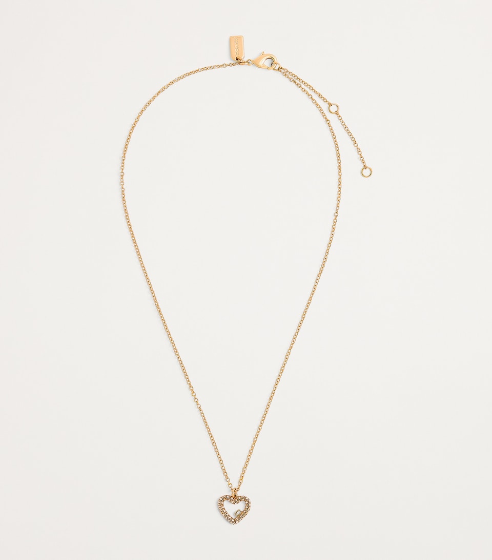 Coach Pavé Crystal Heart Necklace and Earrings Set Crystal