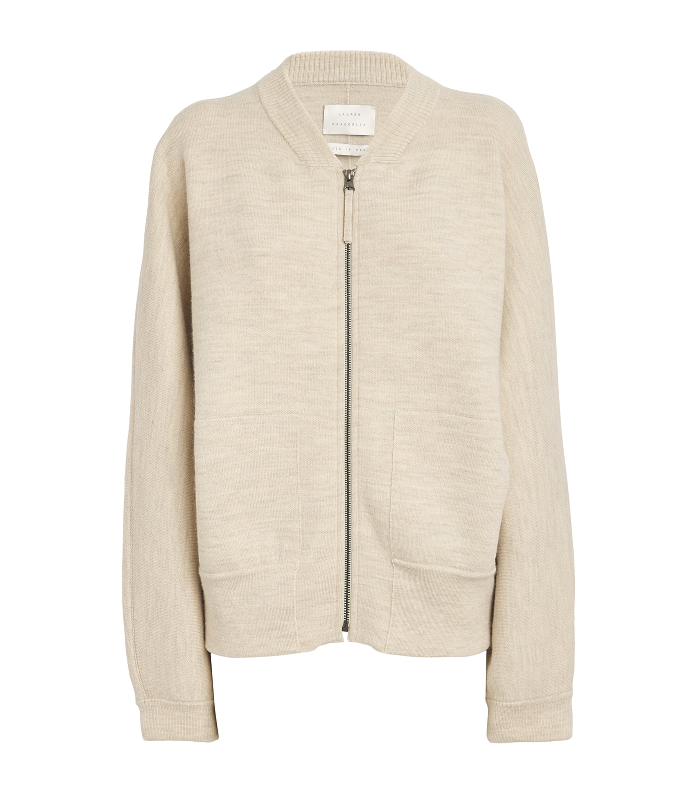 Lauren Manoogian Merino Wool-Alpaca-Pima Cotton Bomber Jacket Ecru