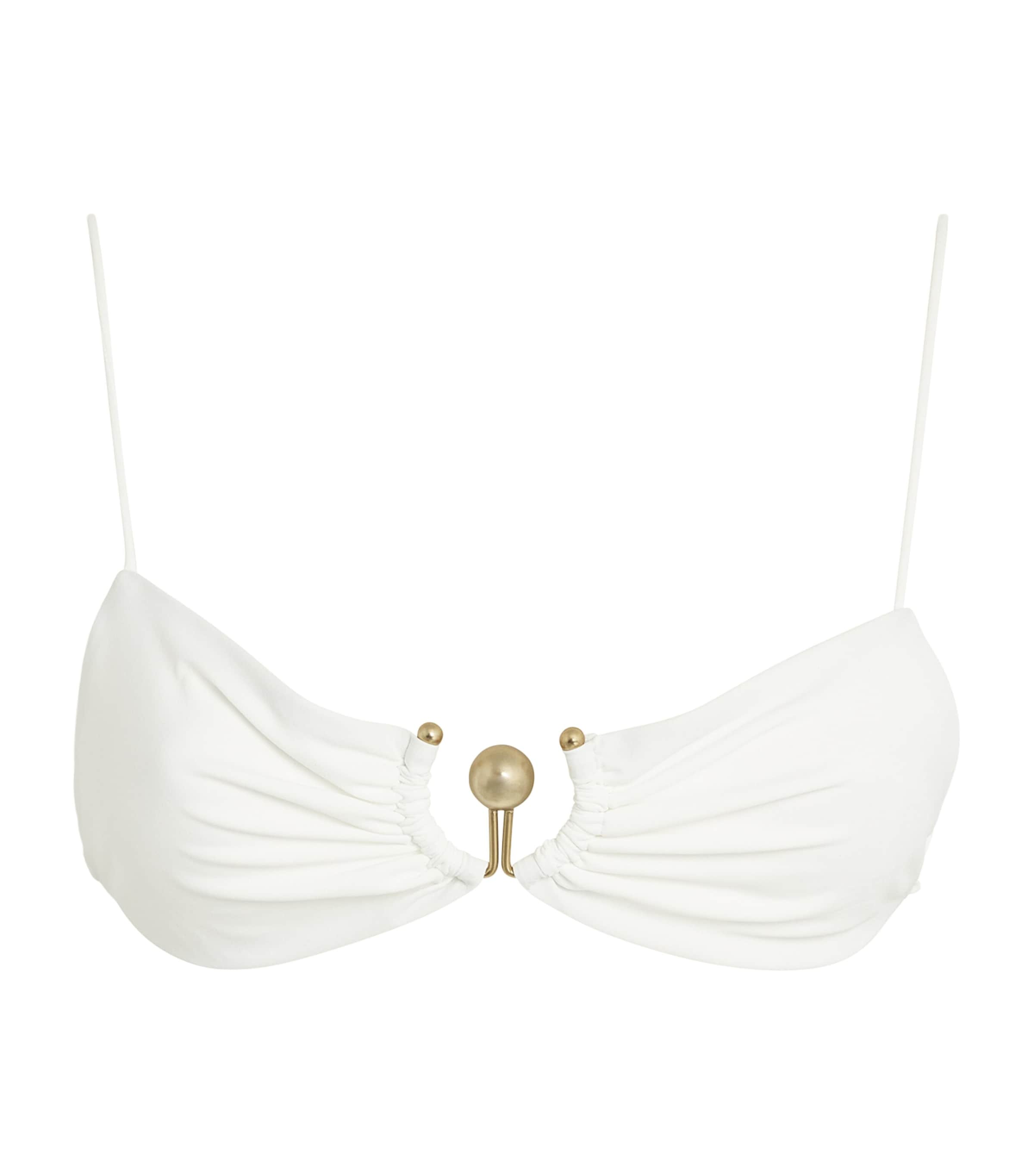 Christopher Esber Ruched Orbit Bikini Top White