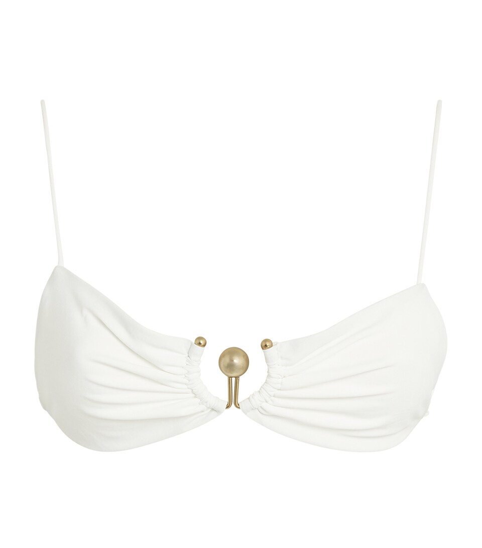 Christopher Esber Ruched Orbit Bikini Top White
