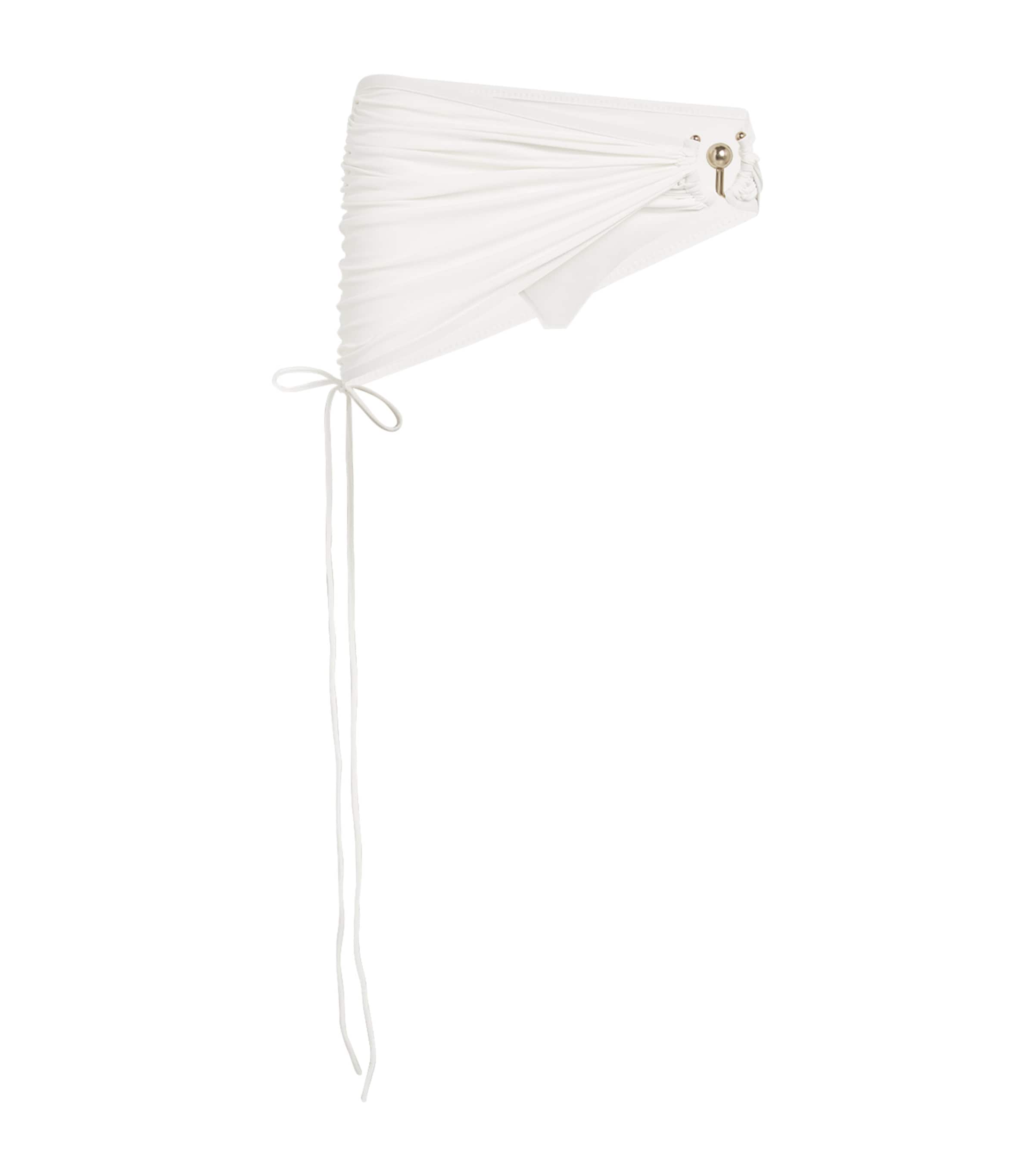 Christopher Esber Ruched Skirt Orbit Bikini Bottoms White