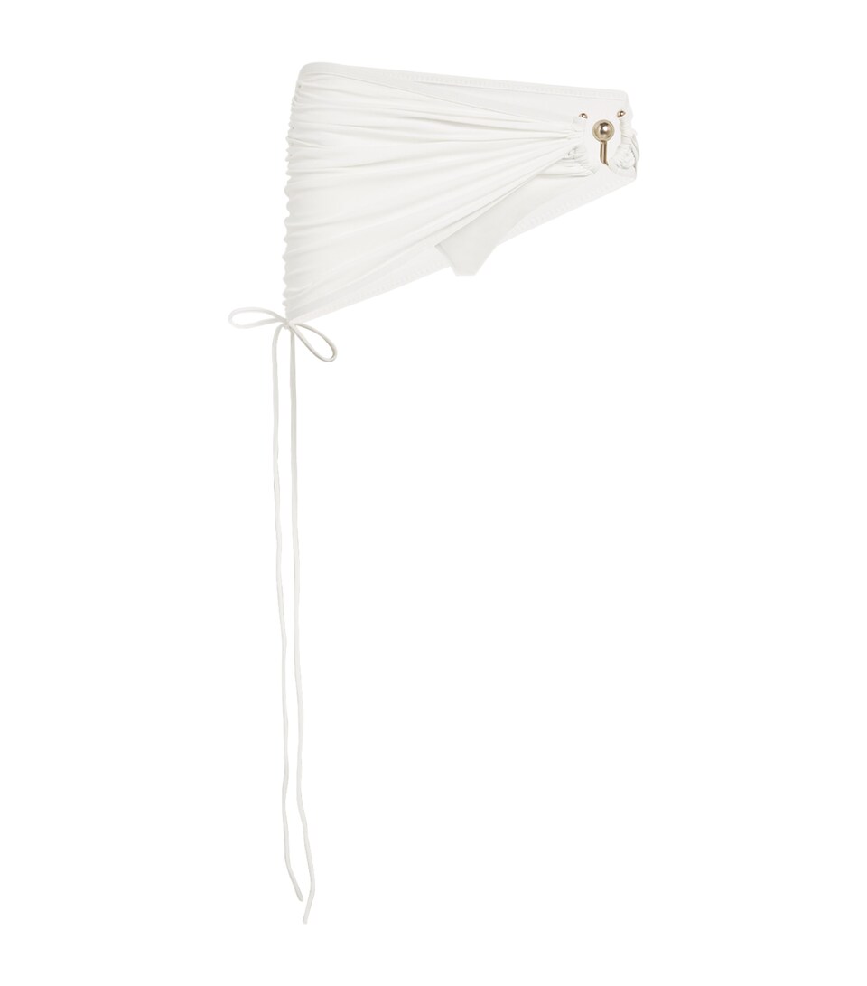 Christopher Esber Ruched Skirt Orbit Bikini Bottoms White