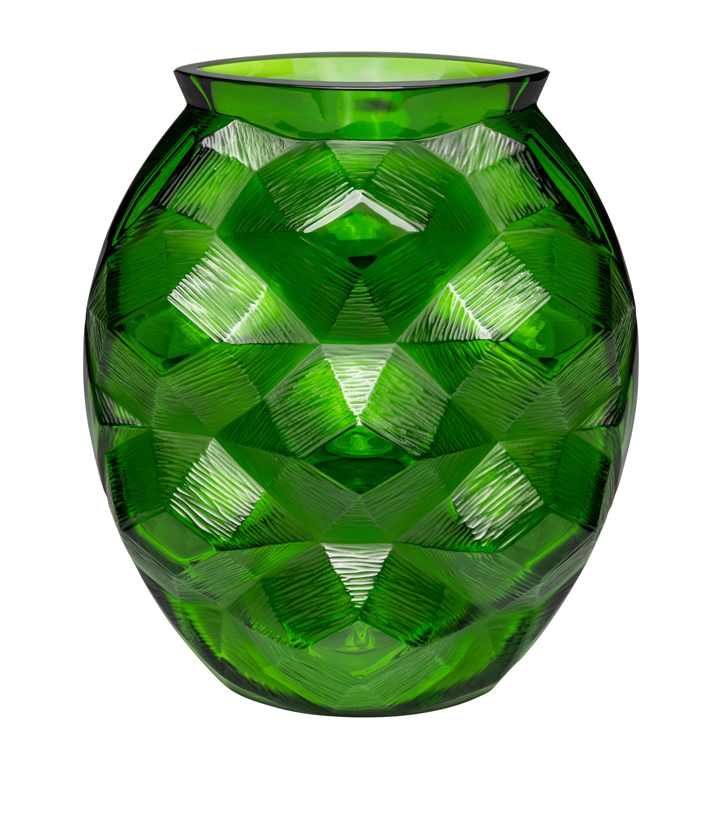 Lalique Crystal Tortue Vase (25cm) Green
