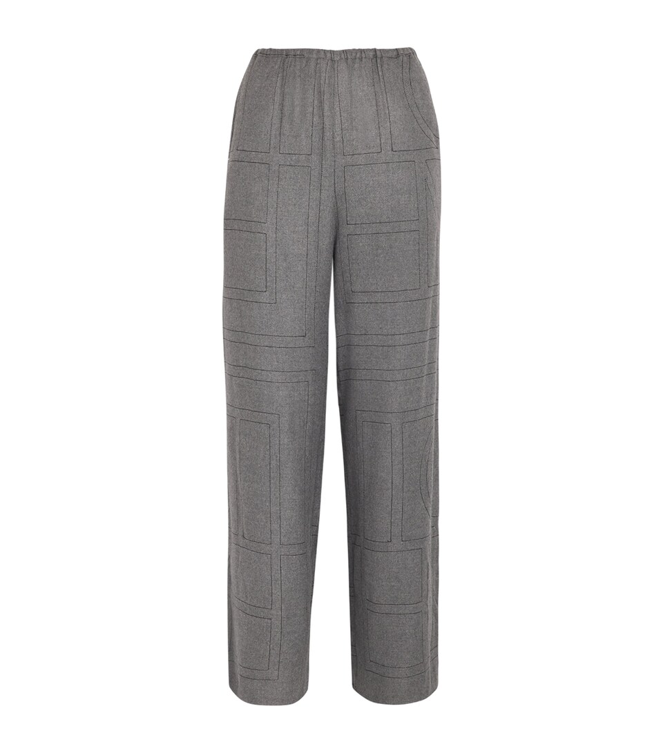 Totême Flannel Monogram Pyjama Bottoms Smoke Melange