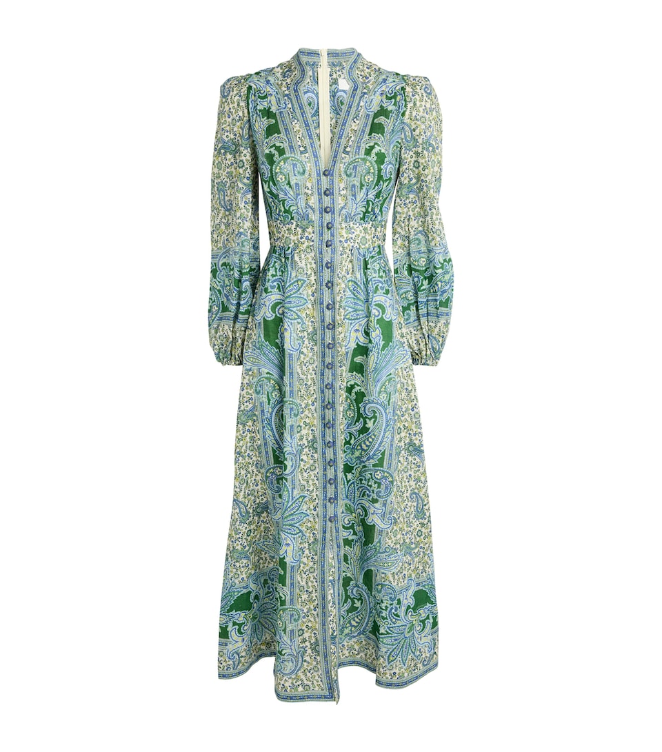 Polo Ralph Lauren Womens Linen Paisley Ottie Dress Popcorn Floral