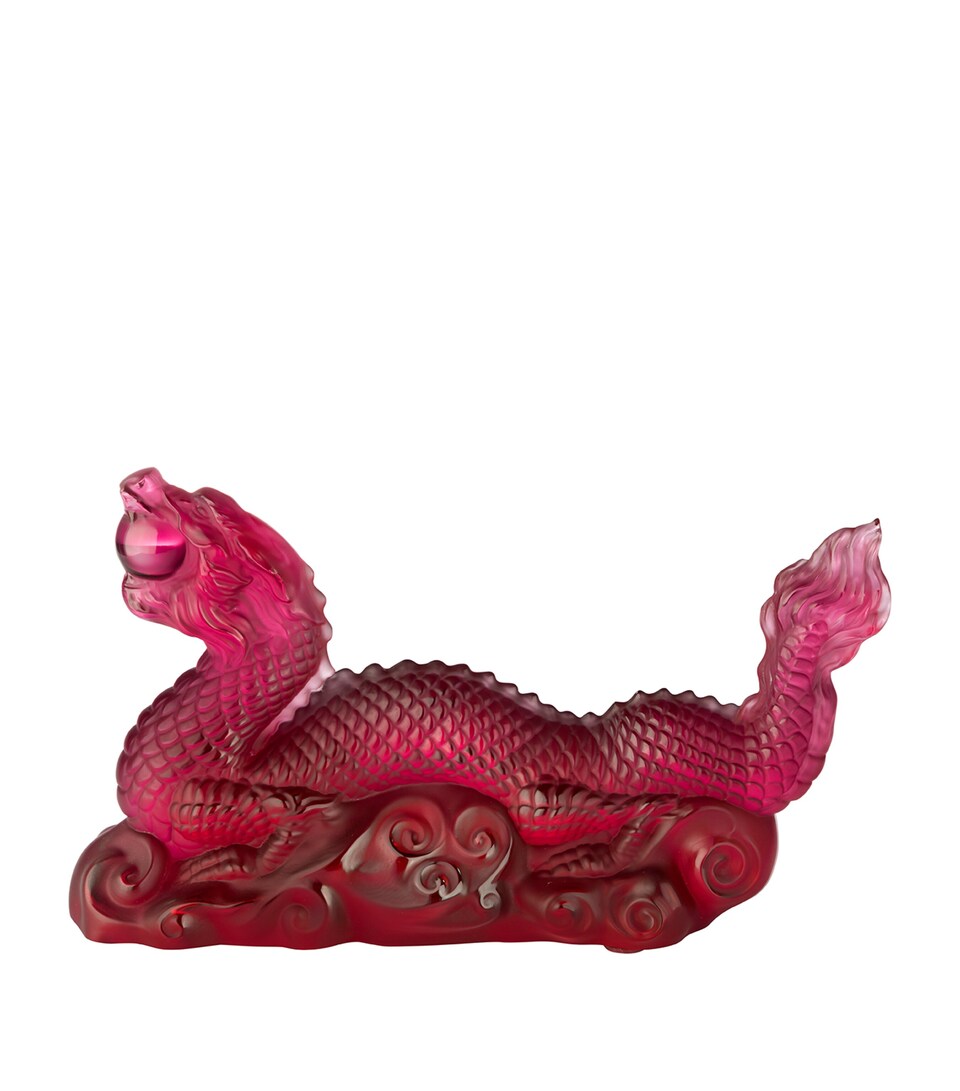 Lalique Tianlong Dragon Sculpture Red