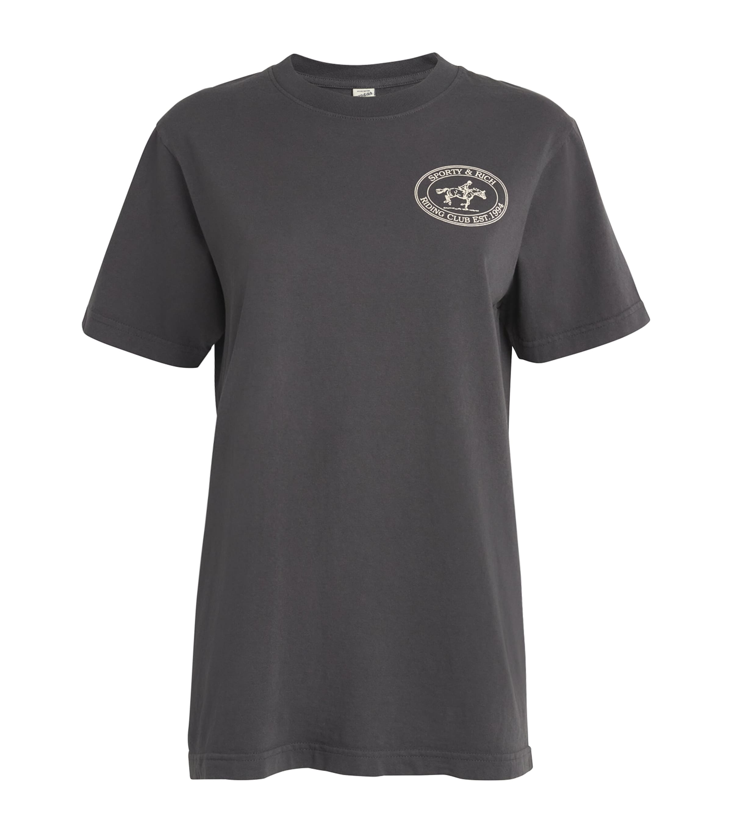 Sporty & Rich Riding Club Print T-Shirt Faded Black Cream