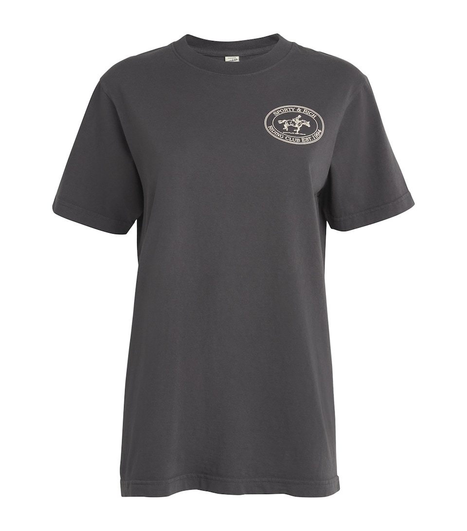 Sporty & Rich Riding Club Print T-Shirt Faded Black Cream