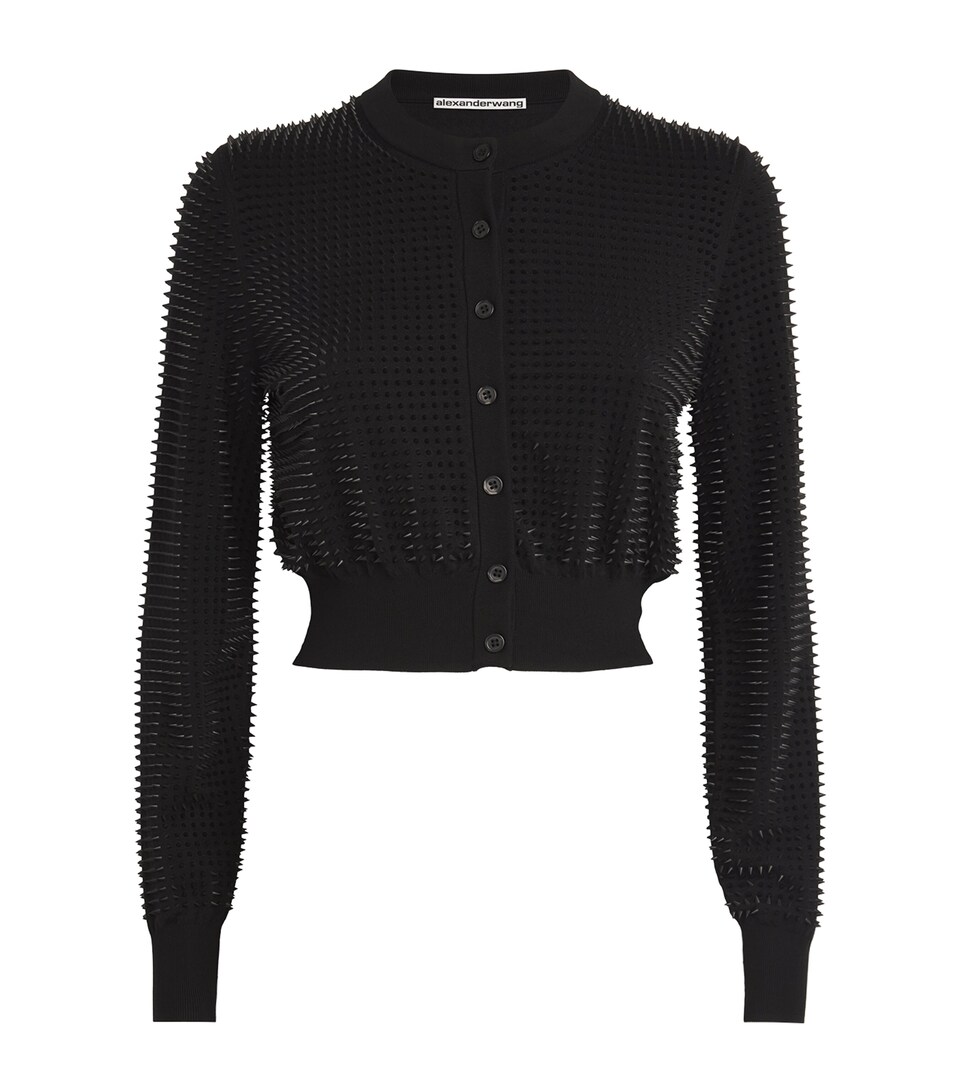 LOEWE Cropped Spike Cardigan White/red