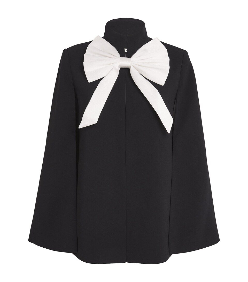 Alice+Olivia Bow-Detail Philippa Cape Black/off White