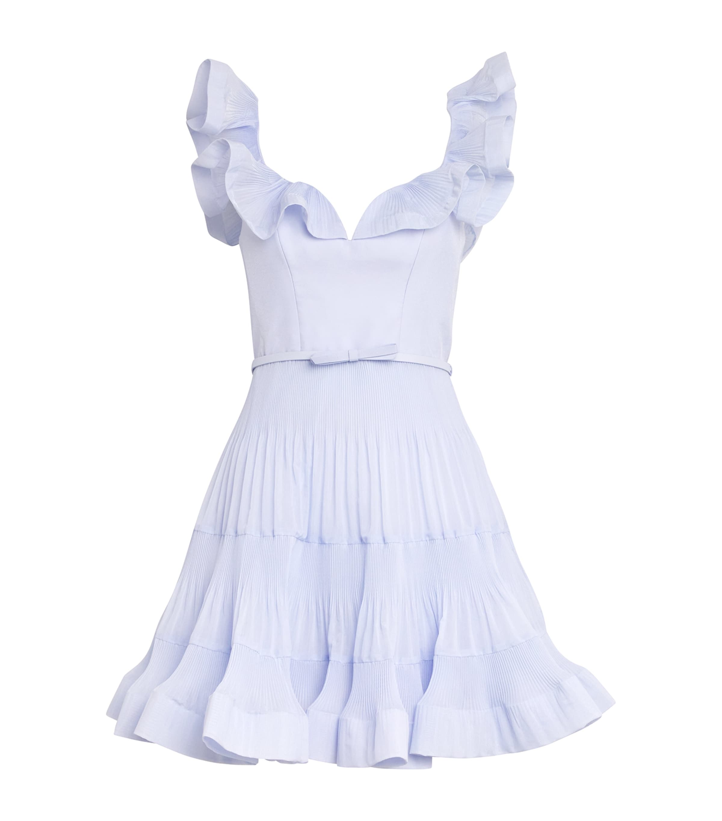 Zimmermann Pleated Frill Mini Dress Lbllight Blue