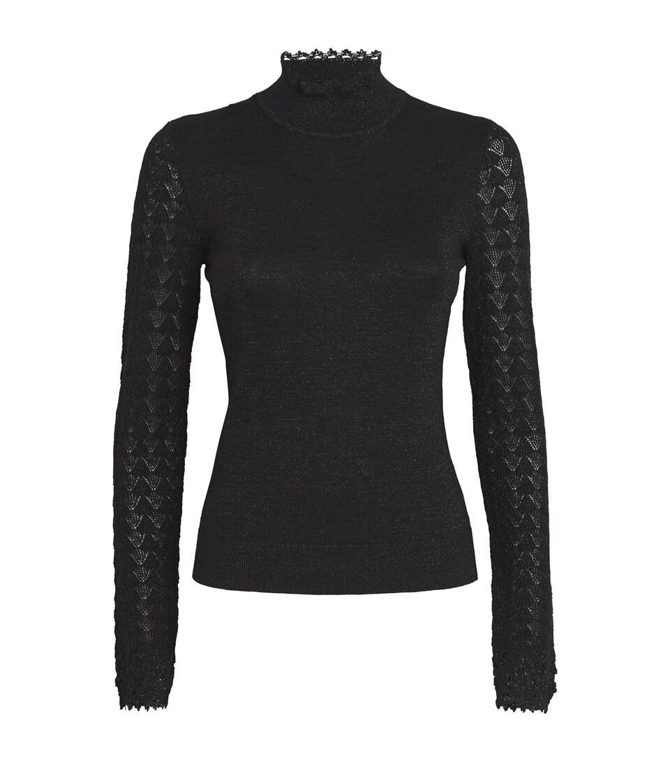 PAIGE Metallic High-Neck Stephanie Top Black Sparkle