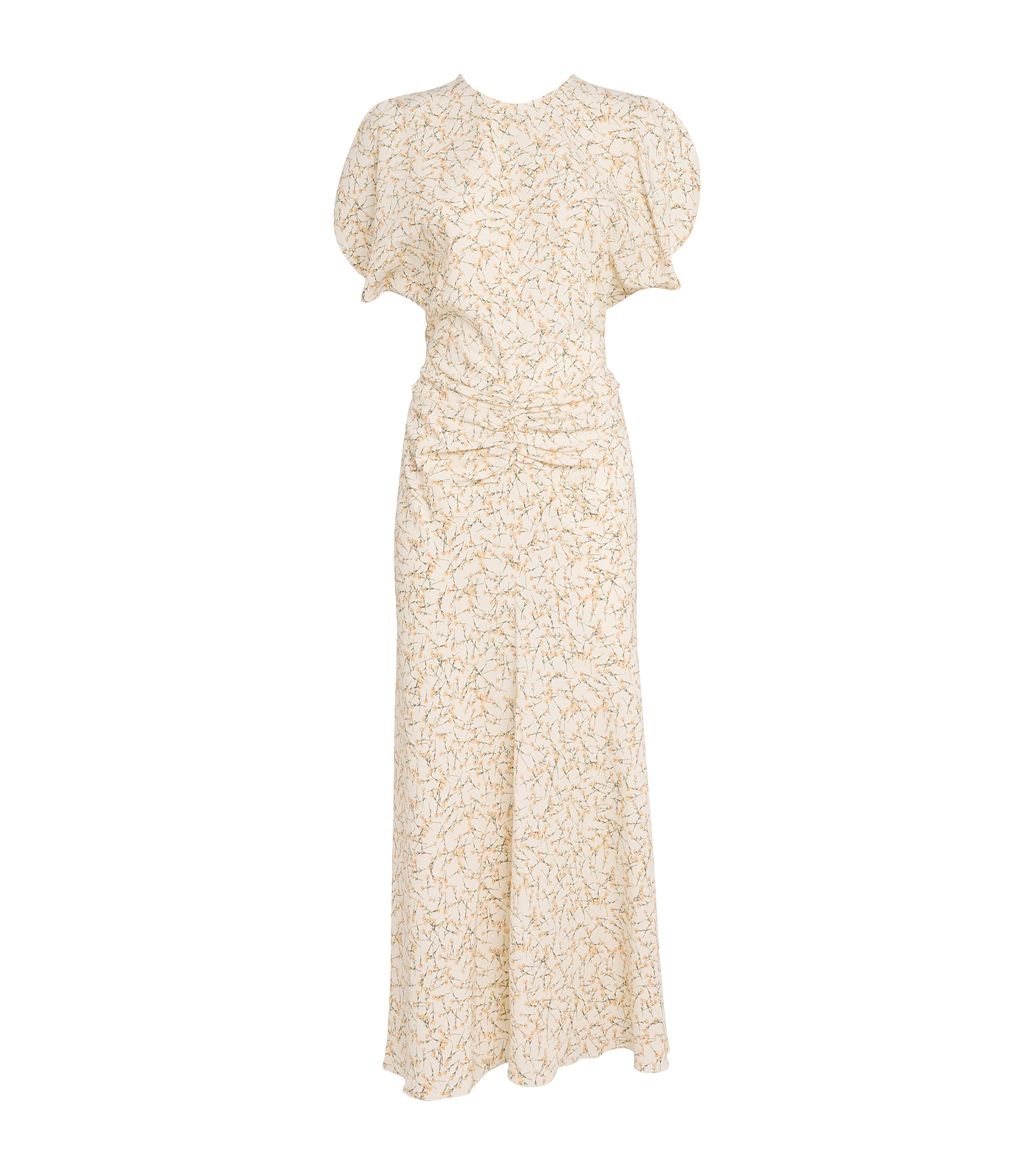 Victoria Beckham Floral Gathered-Waist Midi Dress Ovtn Pch