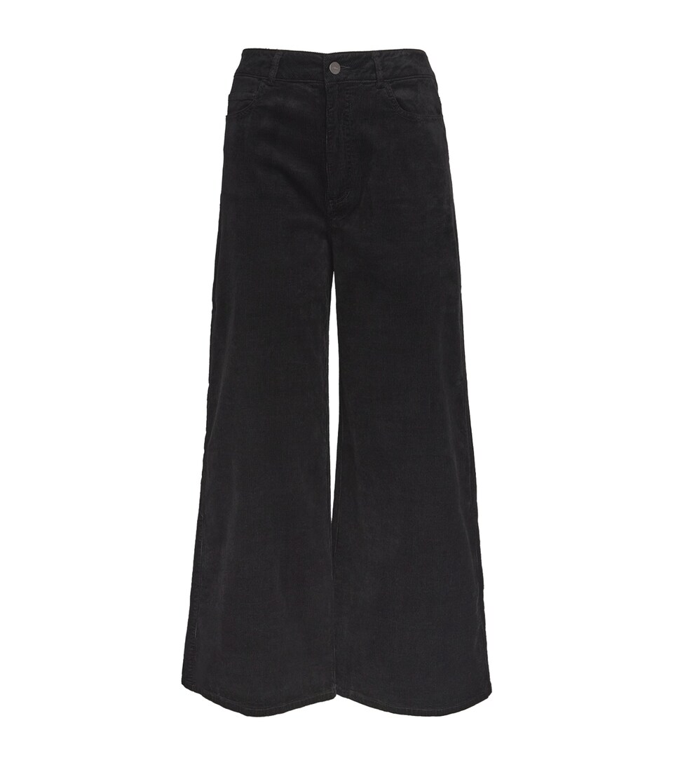 PAIGE Harper High-Waist Wide-Leg Trousers Black