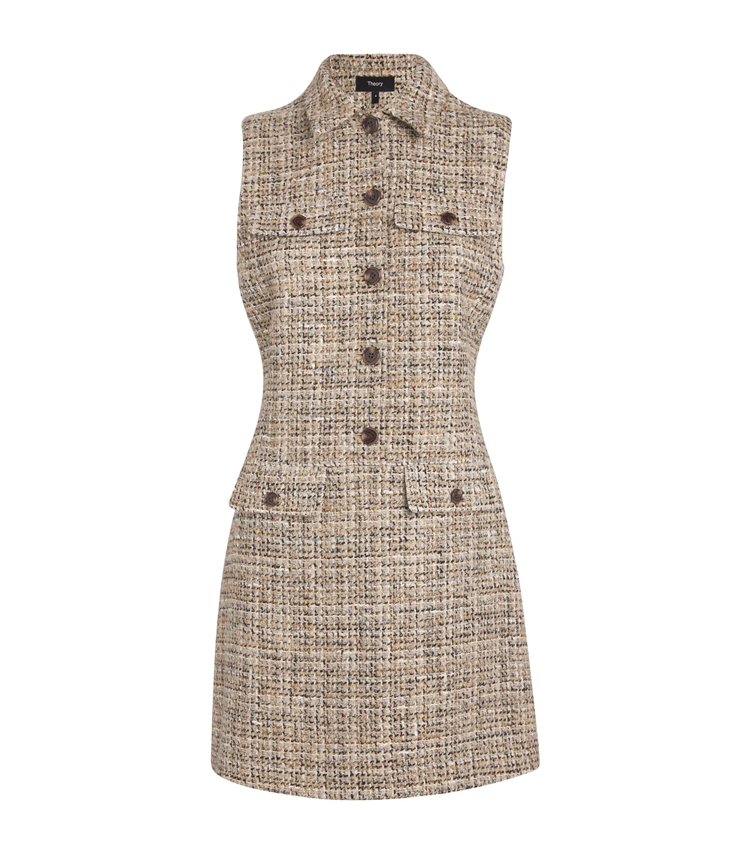 Theory Tweed Mini Dress Wheat Multi