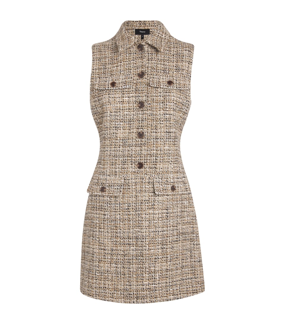 Theory Tweed Mini Dress Wheat Multi
