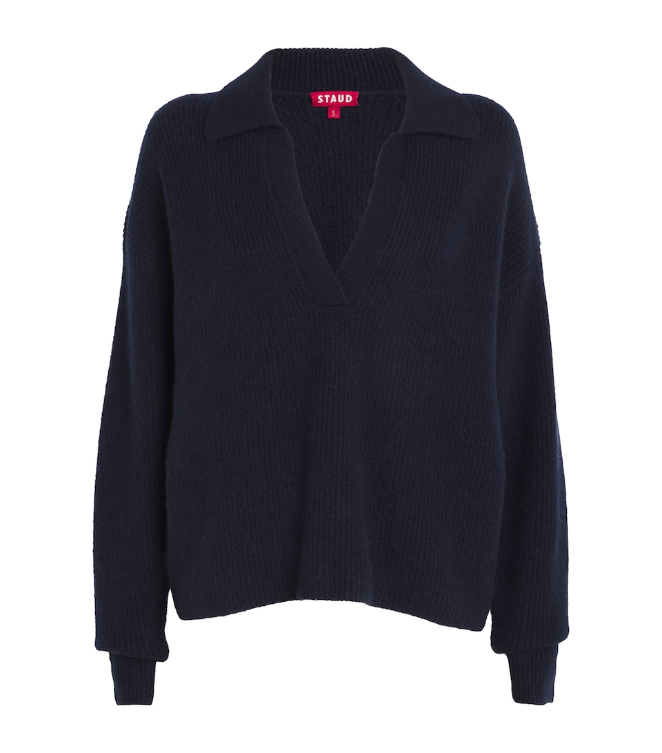 STAUD Ruston V-Neck Sweater Navy