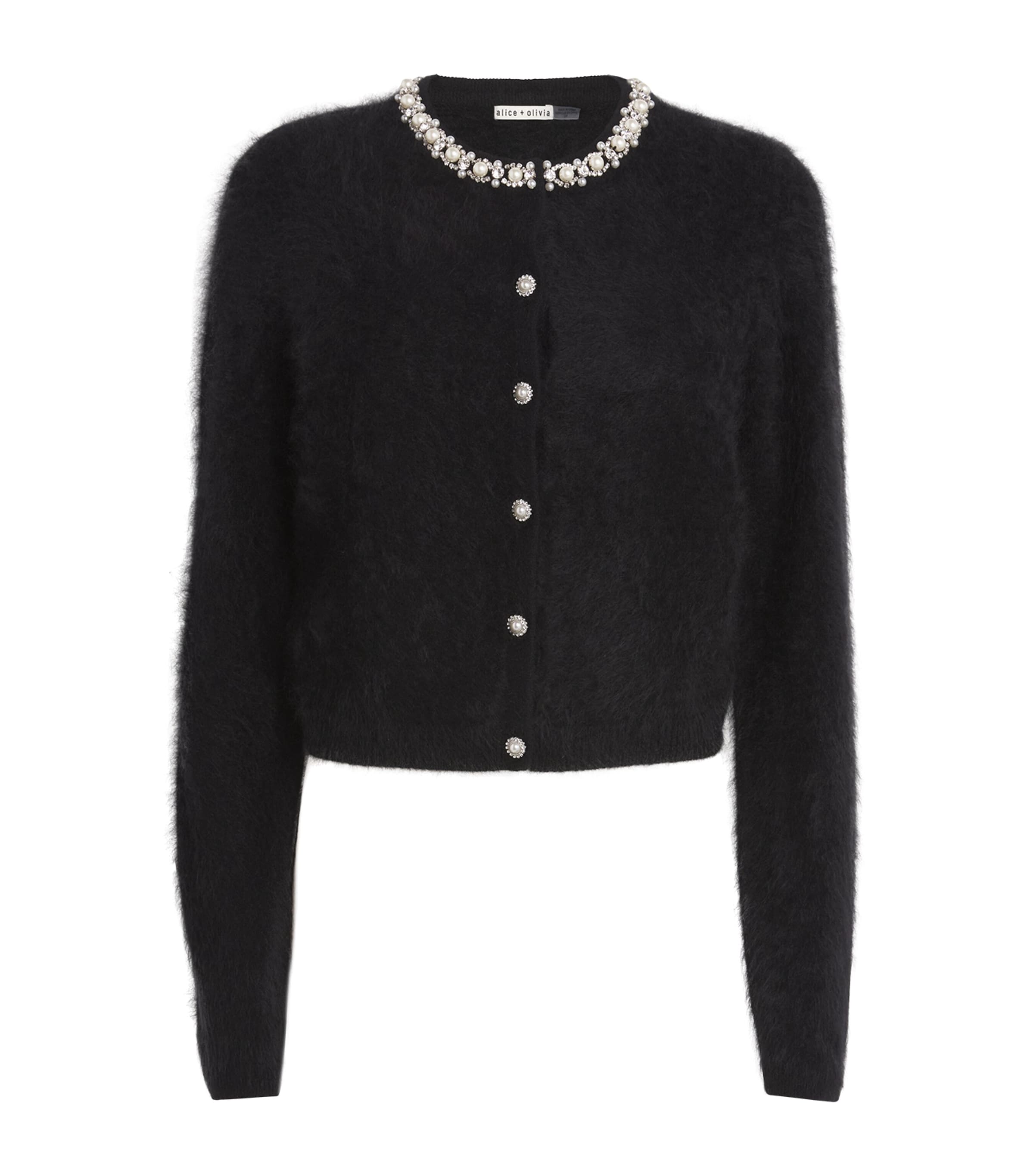 Alice+Olivia Stretch-Cashmere Dollie Cardigan Black