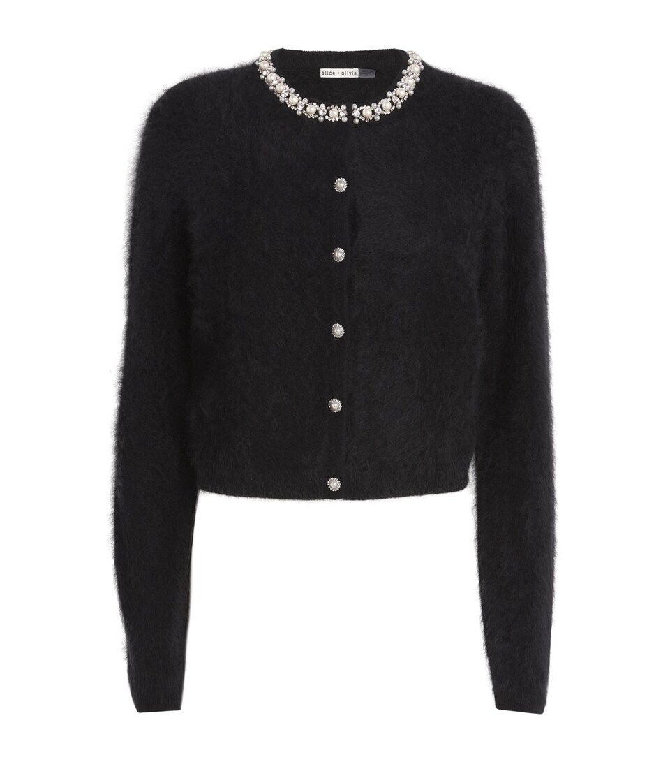 Alice+Olivia Stretch-Cashmere Dollie Cardigan Black