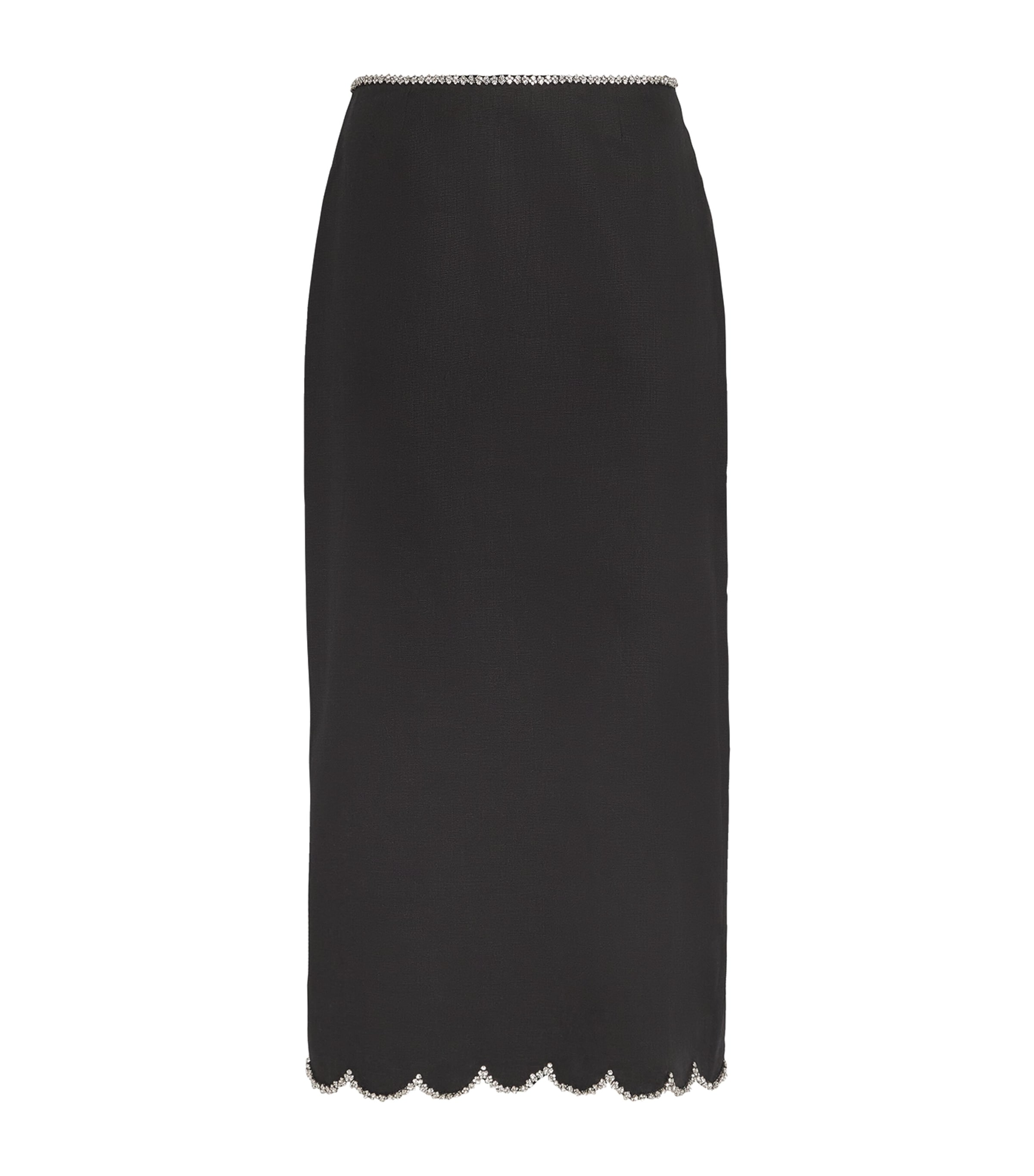 Zimmermann Linen Scalloped Midi Skirt Blkblack