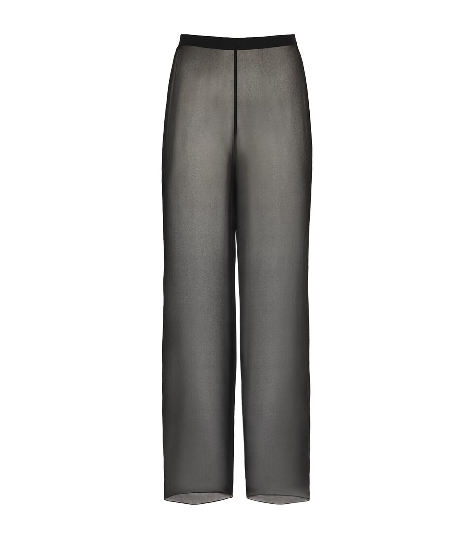 Christopher Esber Silk Chiffon Wide-Leg Trousers Black