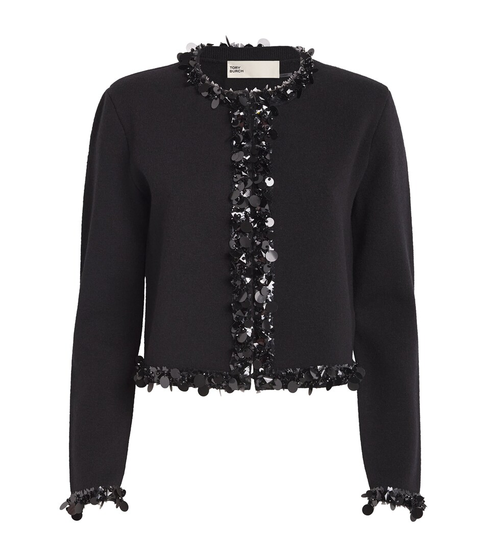 Tory Burch Embellished Kendra Cardigan Black