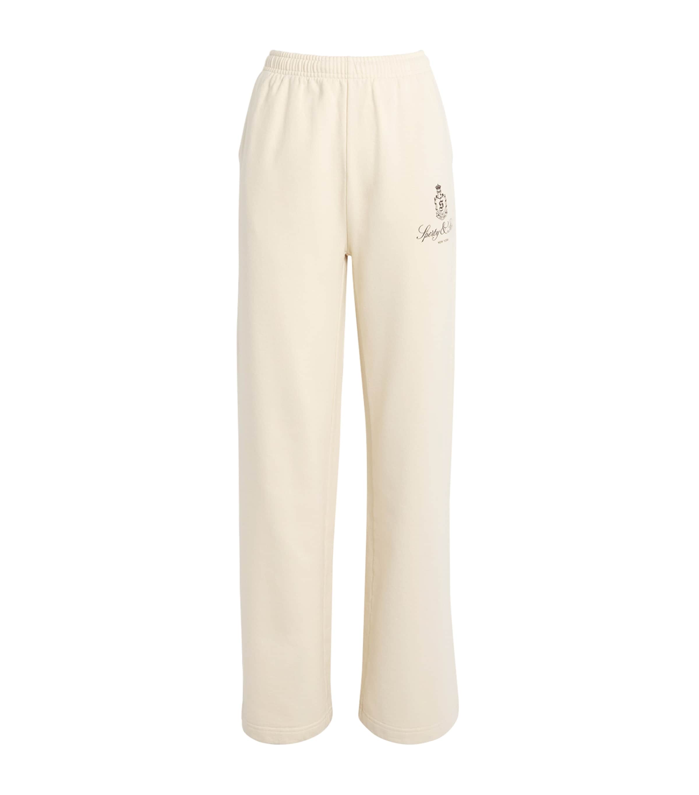 Sporty & Rich Cotton Vendome Sweatpants Cream Chocolate