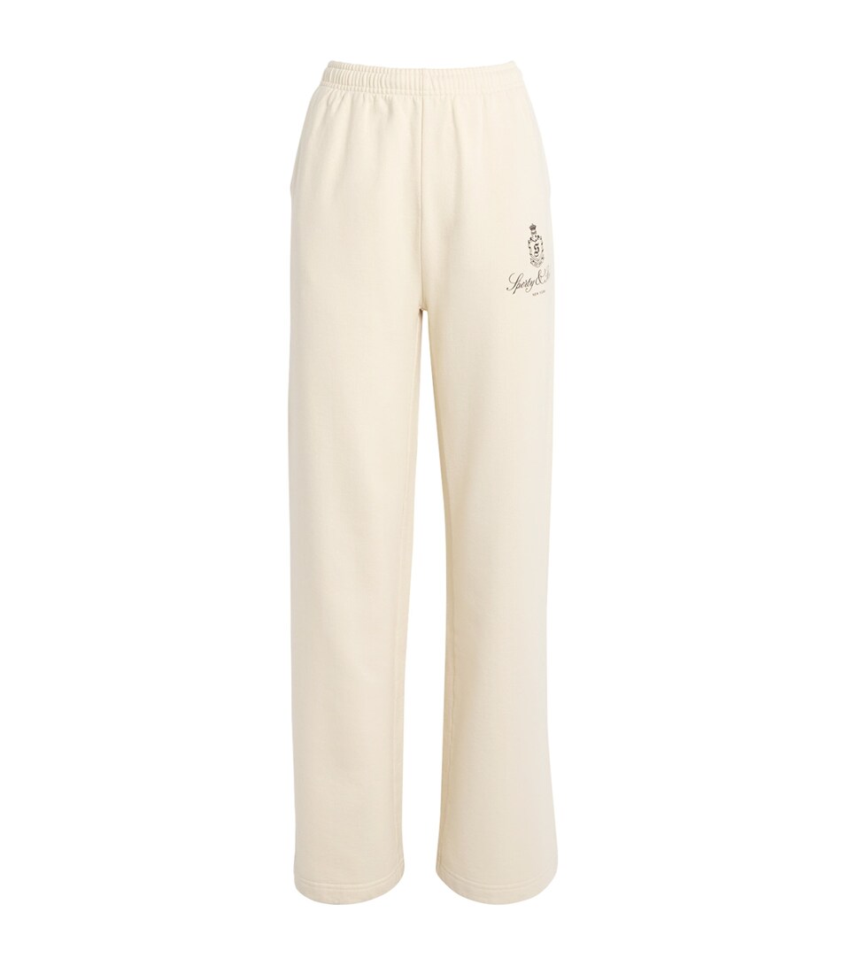 Sporty & Rich Cotton Vendome Sweatpants Cream Chocolate