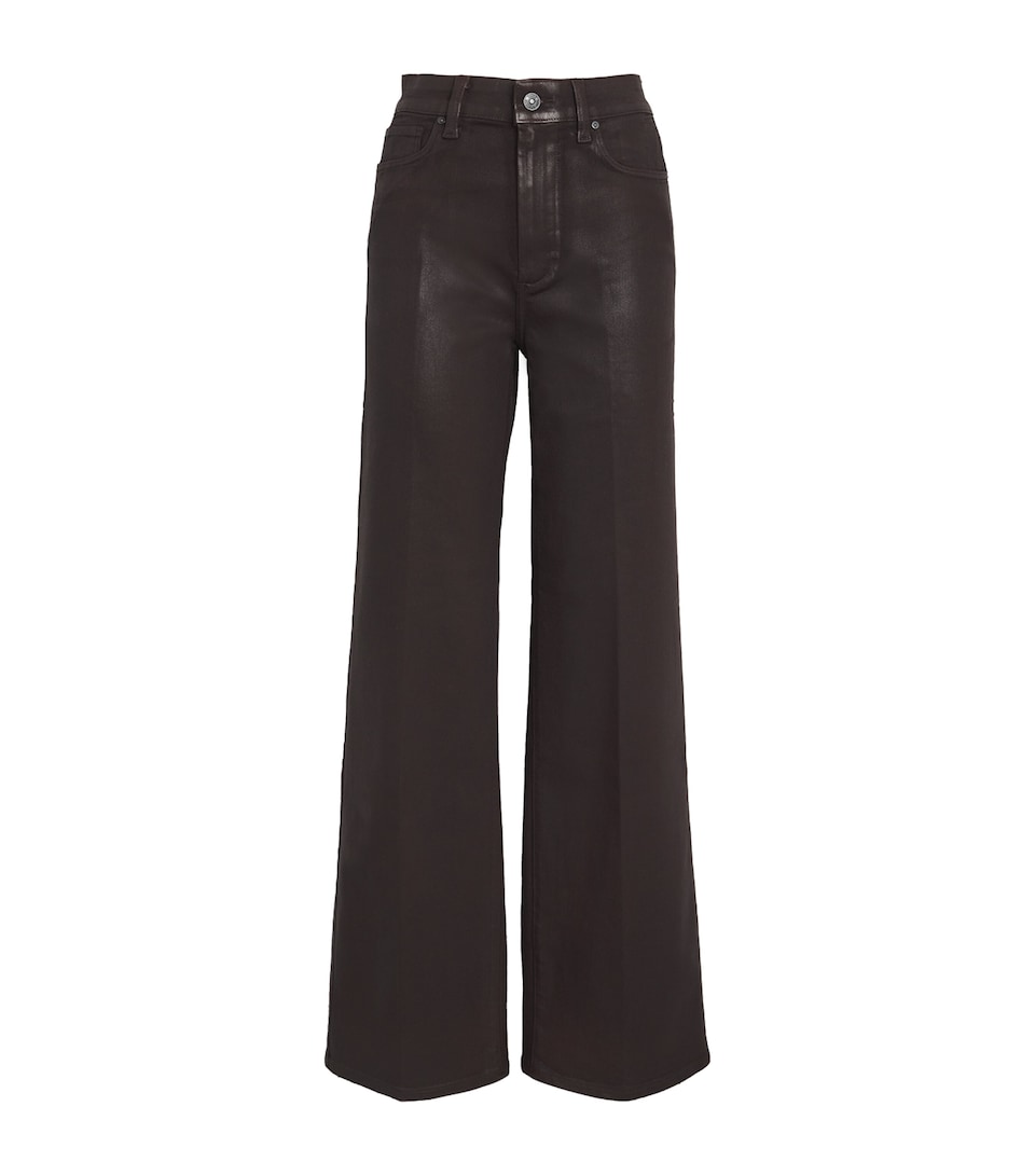 PAIGE Coated Sasha Wide Jeans (32”) Chicory Coffee Luxe