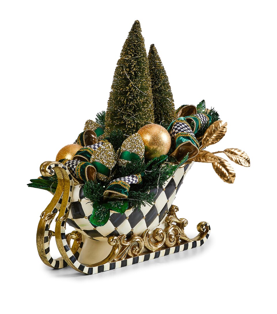 MacKenzie-Childs Emerald Luxe Illuminated Sleigh Centrepiece Green