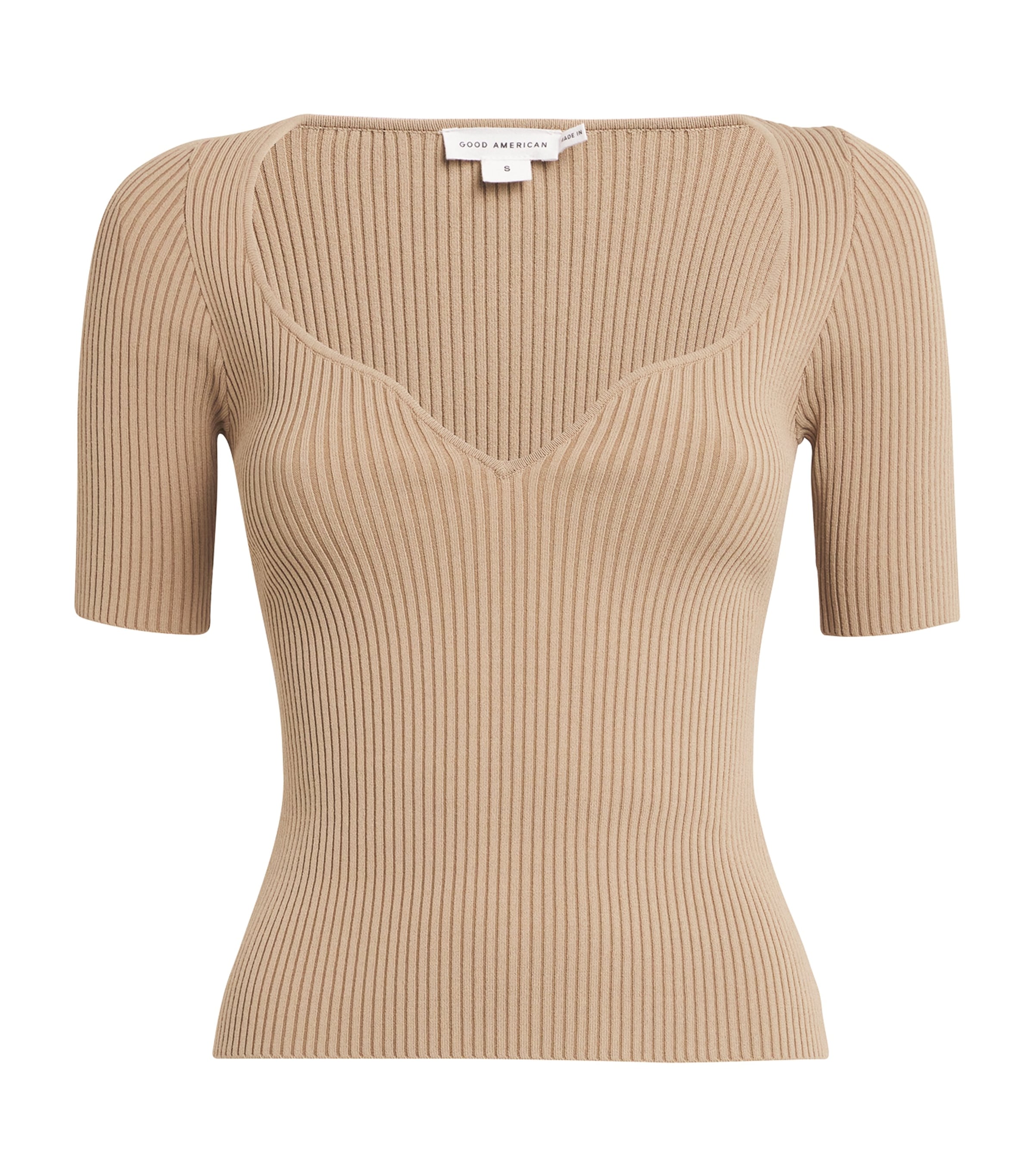 Good American Stretch Rib-Knit Virgo Top