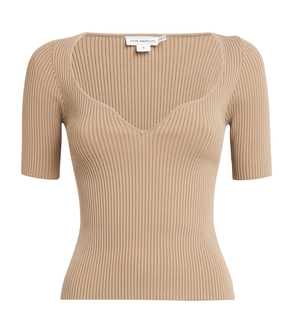 Good American Stretch Rib-Knit Virgo Top