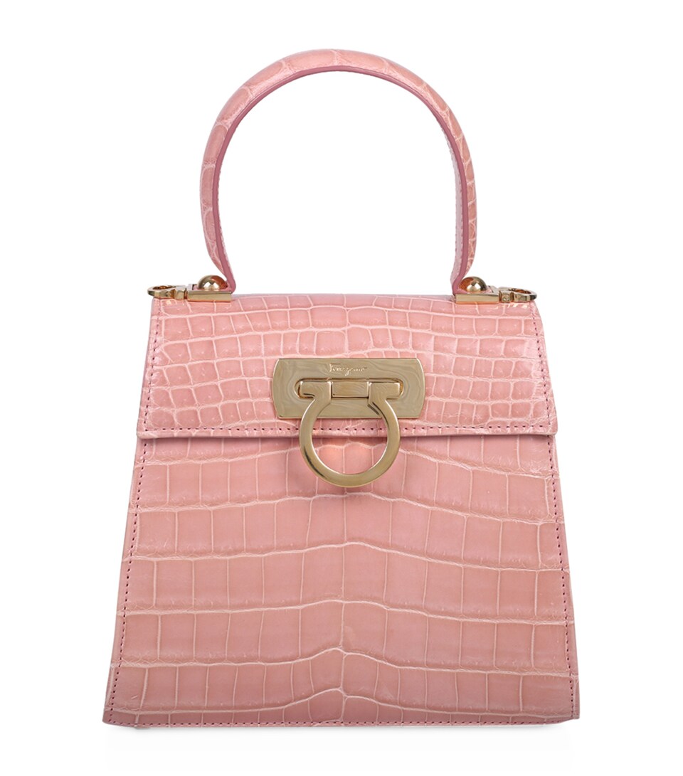 Michael Michael Kors Alligator Skin Top-Handle Bag Brn Acrn