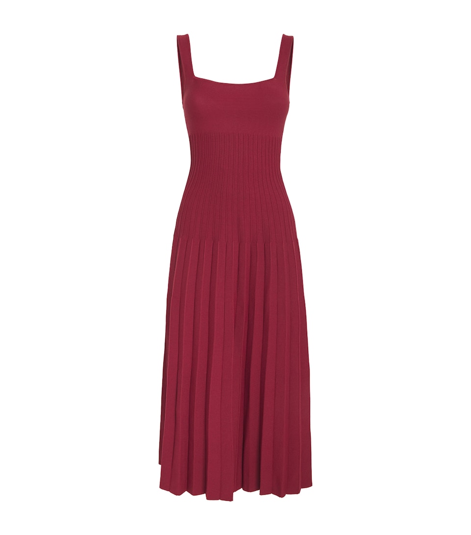 STAUD Knitted Ellison Midi Dress Roja