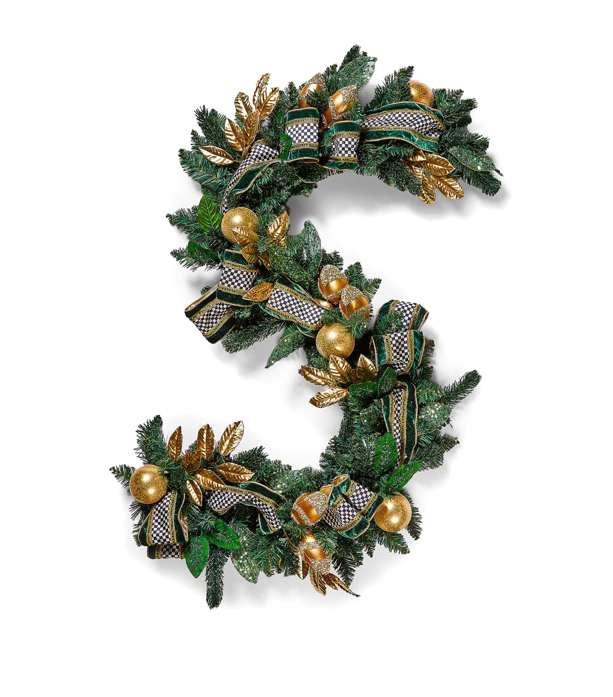 MacKenzie-Childs Emerald Luxe Illuminated Garland Green