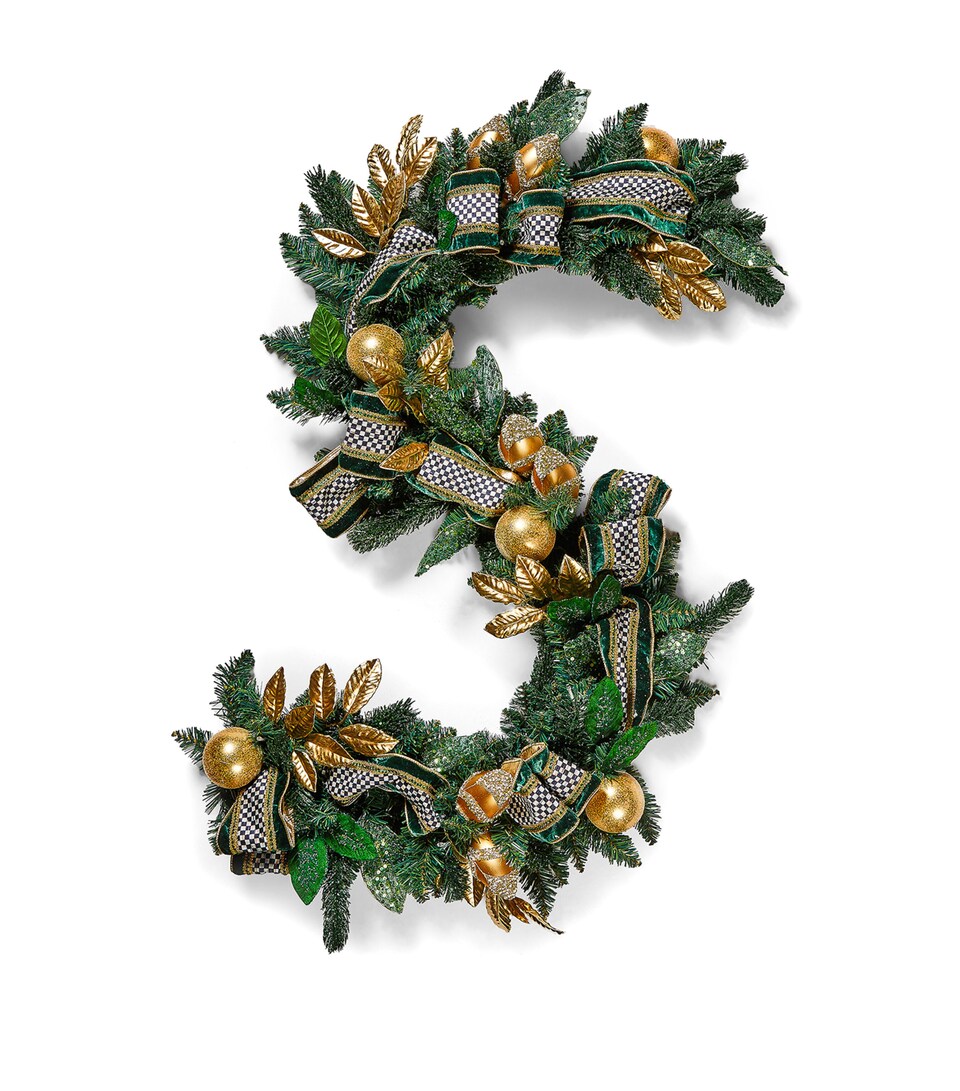 MacKenzie-Childs Emerald Luxe Illuminated Garland Green