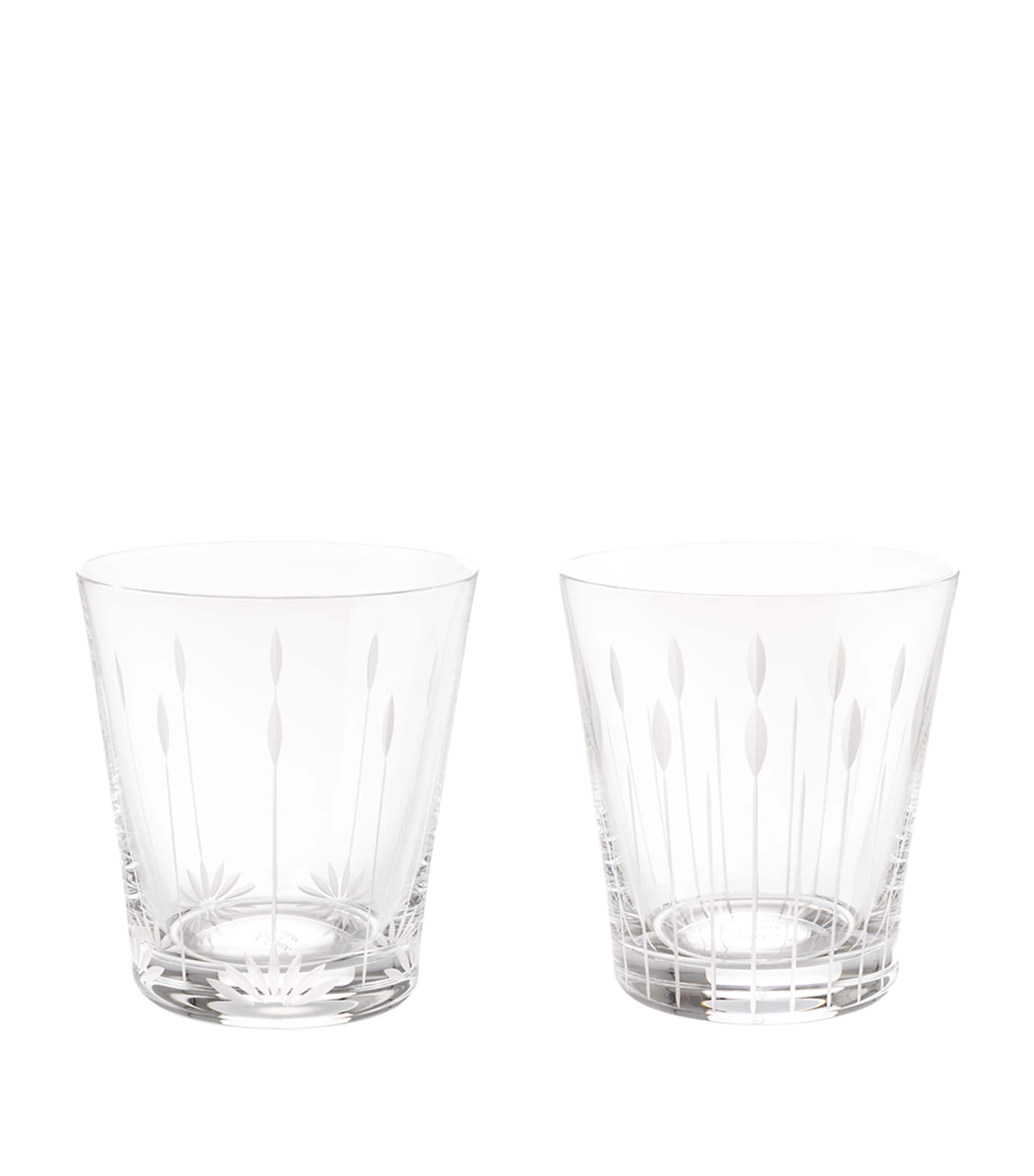 Lalique Set of 2 Crystal Lotus Blossom Tumblers (300ml) Clear